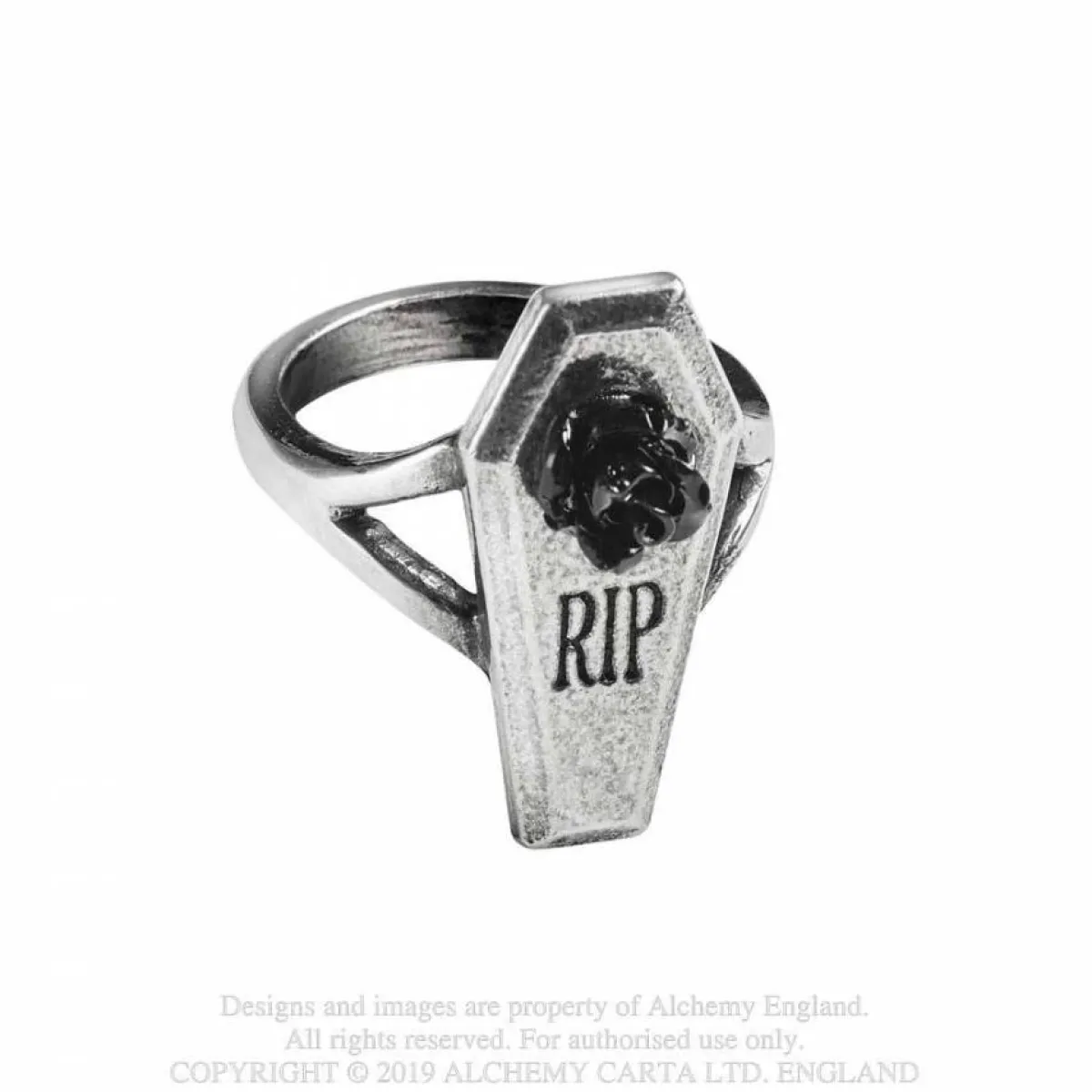 Online Pewter RIP Rose- Sormus Sormukset