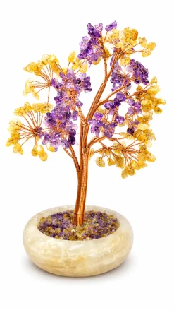 New Ametisti & keltainen kvartsi - Kristallipuu, 20 cm Ametisti|Muut Kvartsit/Kvartsiitit
