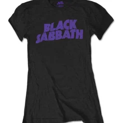 Hot Black Sabbath: Wavy Logo Vintage - Naisten T-paita, musta Black Sabbath|Bändipaidat