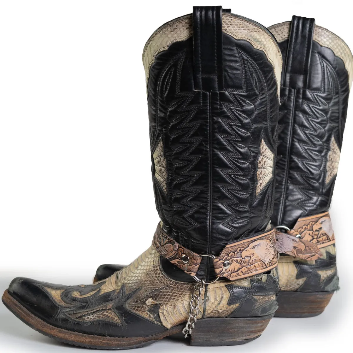 Online Bullet 69 Big white eagle, black - Bootsiremmit 2kpl Jalkinevarusteet|Kantri & Western