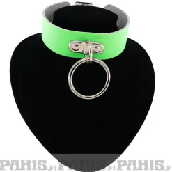 Online Bullet 69- Choker, 2 row medium ring, Fluorescent Patent Green Chokerit|Pastelligootti