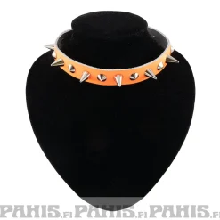 Clearance Bullet 69- Choker, Small Cones Fluorescent Patent Orange Chokerit|Pastelligootti