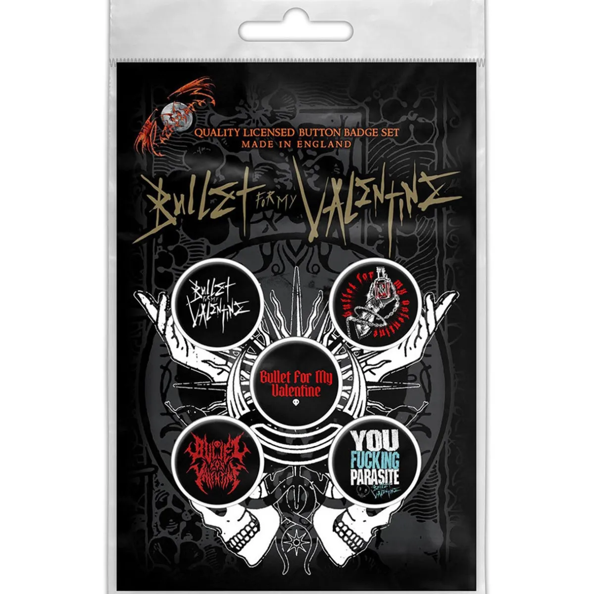New Bullet For My Valentine: Logo - Pinssi setti 5kpl Goottikamaa|Pinssit Ja Rintanapit
