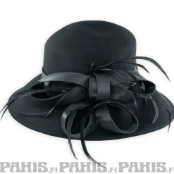 Online Hattu - Black felt with bow and feathers Naamiaisasut|Lierihatut