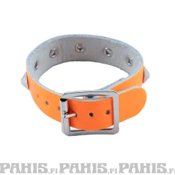 Outlet Bullet 69- Niittiranneke, 1 row conical, Fluorescent Patent Orange Pride|Nahka- Ja Niittirannekkeet