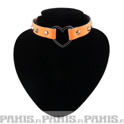 Sale Bullet 69Row Conical with Heart - Choker, Fluorescent Patent Orange Chokerit