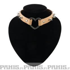 New Bullet 69Row Spike with Heart - Choker, Beige Chokerit|Pastelligootti