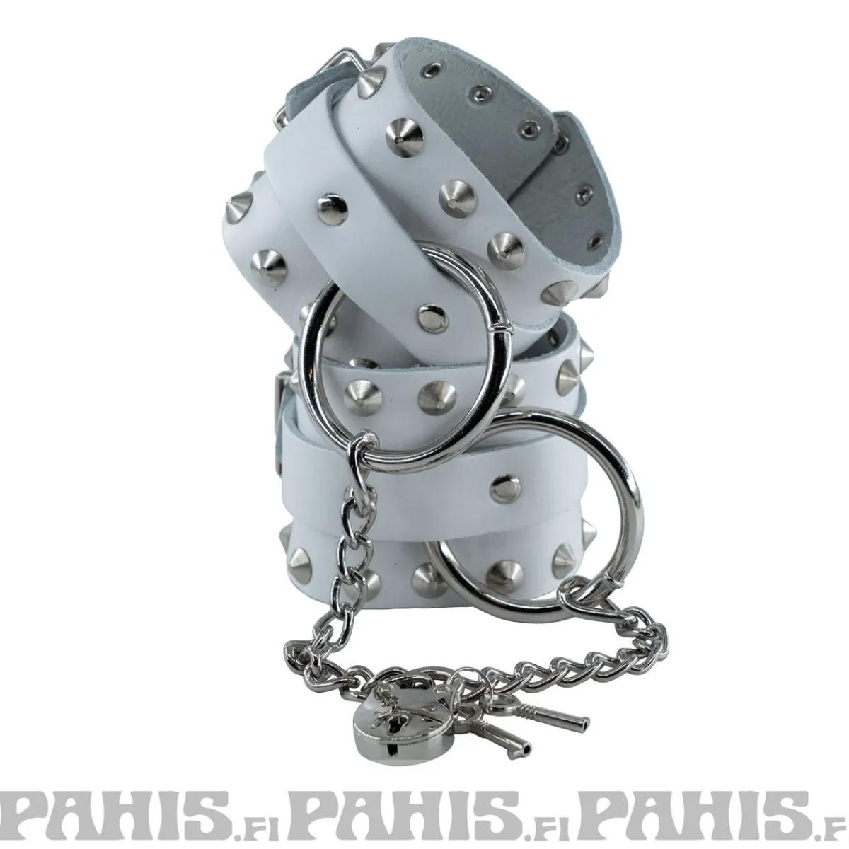 Clearance 2 row with key chain and padlock - Käsiraudat, white Goottikamaa|Pikkutuhmaa