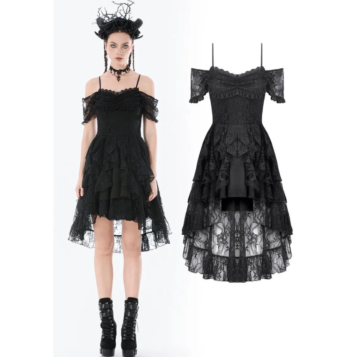 Clearance Gothic Lace Layered High-low - Mekko Mekot|Goottikamaa