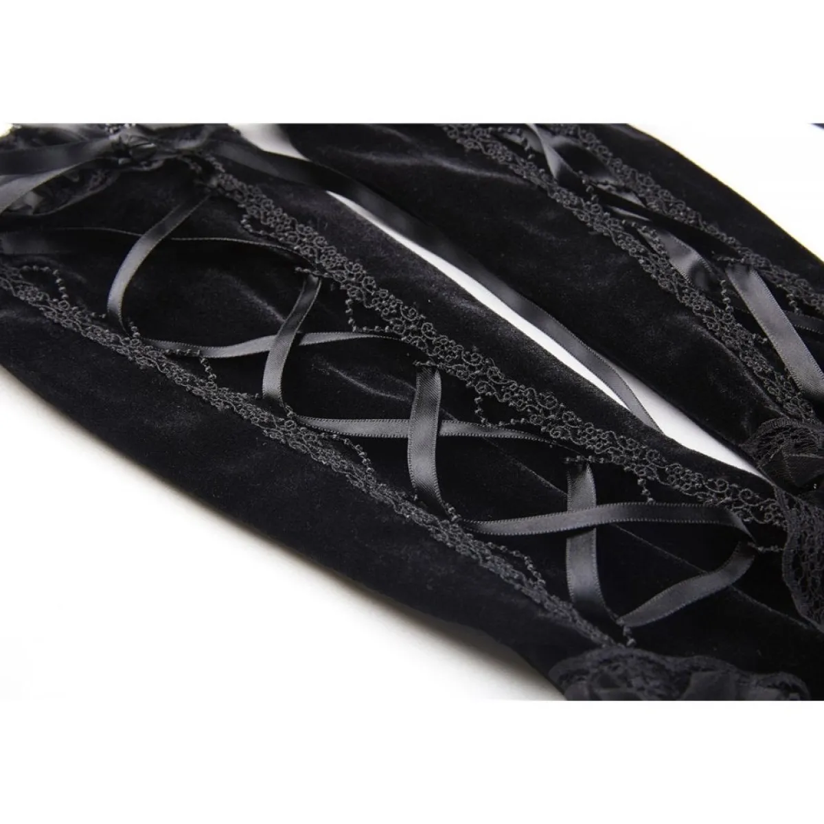 Clearance Velvet Lace Up - Käsineet Käsineet