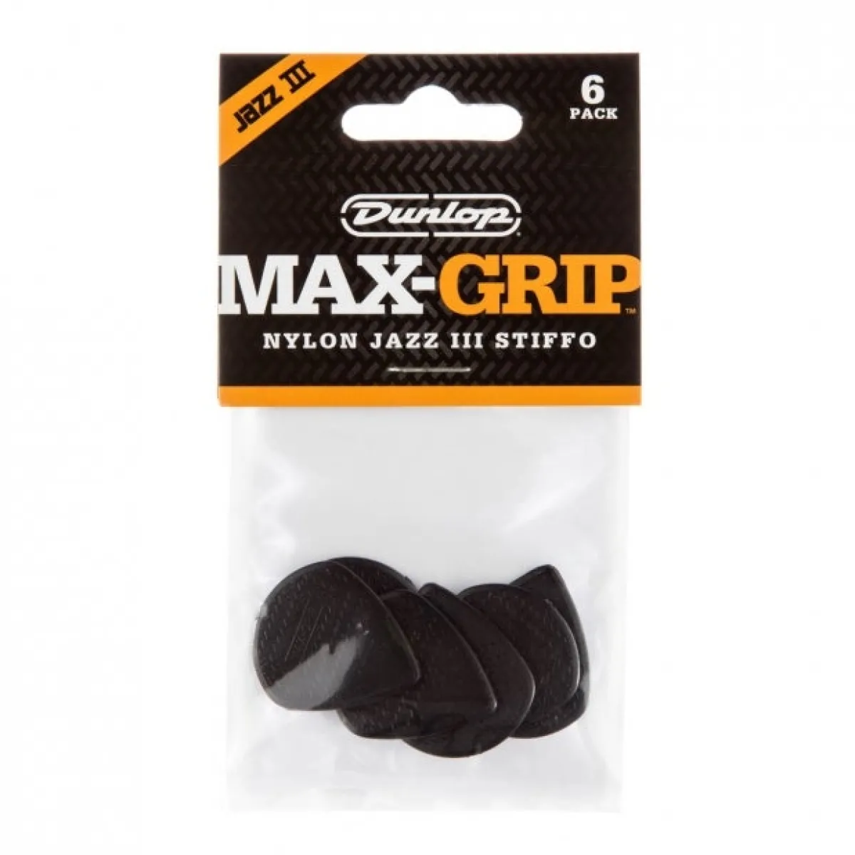 Max-grip Jazz III -plektrat, 6kpl Musta Plektrat