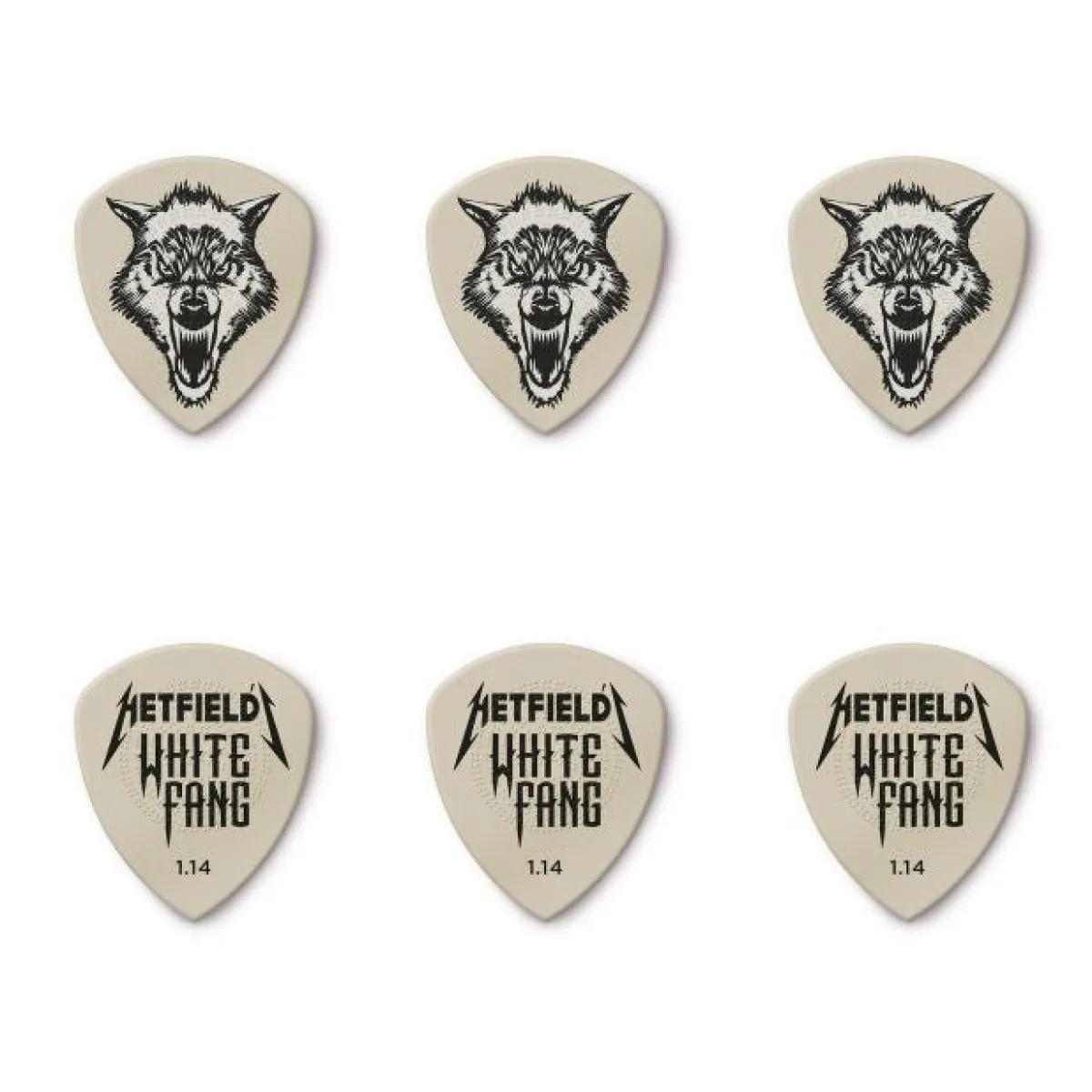 New 1,14mm Hetfield's White Fang - Plektrasetti 6kpl Metallica|Plektrat