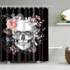 Clearance Floral Skull - Suihkuverho Kylpyhuone|Rockabilly
