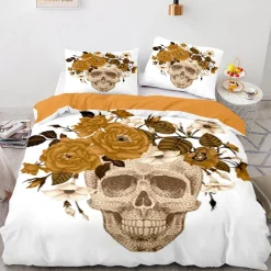 Discount Gold skull - Pussilakana + tyynyliina Pääkallokamaa|Sisustustekstiilit