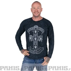 Discount Guns N' Roses Monochrome cross Dip-dye - Pitkähihainen paita Pitkähihaiset Paidat|Bändipaidat