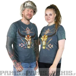 Sale Horned skull - T-paita, harmaa Hippikamaa|T-Paidat