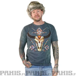 Sale Horned skull - T-paita, harmaa Hippikamaa|T-Paidat
