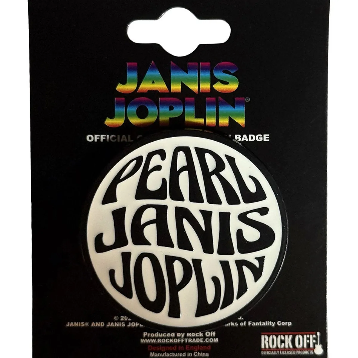 New Janis Joplin: Pearl Emblem Mono - Pinssi Hippikamaa|Pinssit Ja Rintanapit