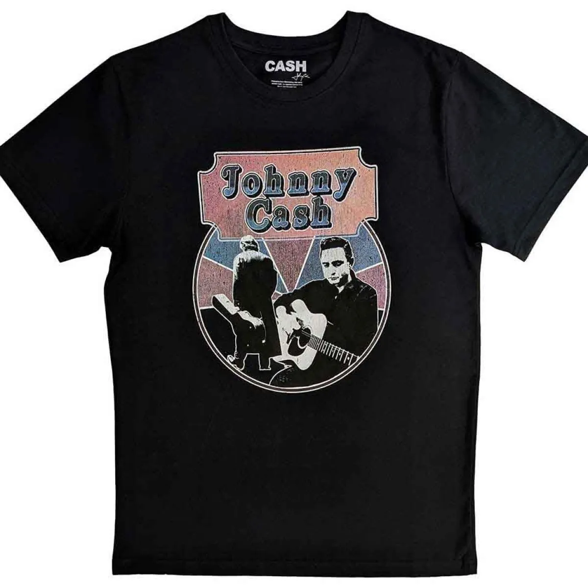 Discount Johnny Cash Walking Guitar & Front On - T-paita Bändipaidat|Bändipaidat