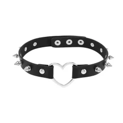 Sale Keinonahka choker - Heart and studs Goottikamaa|Punk!