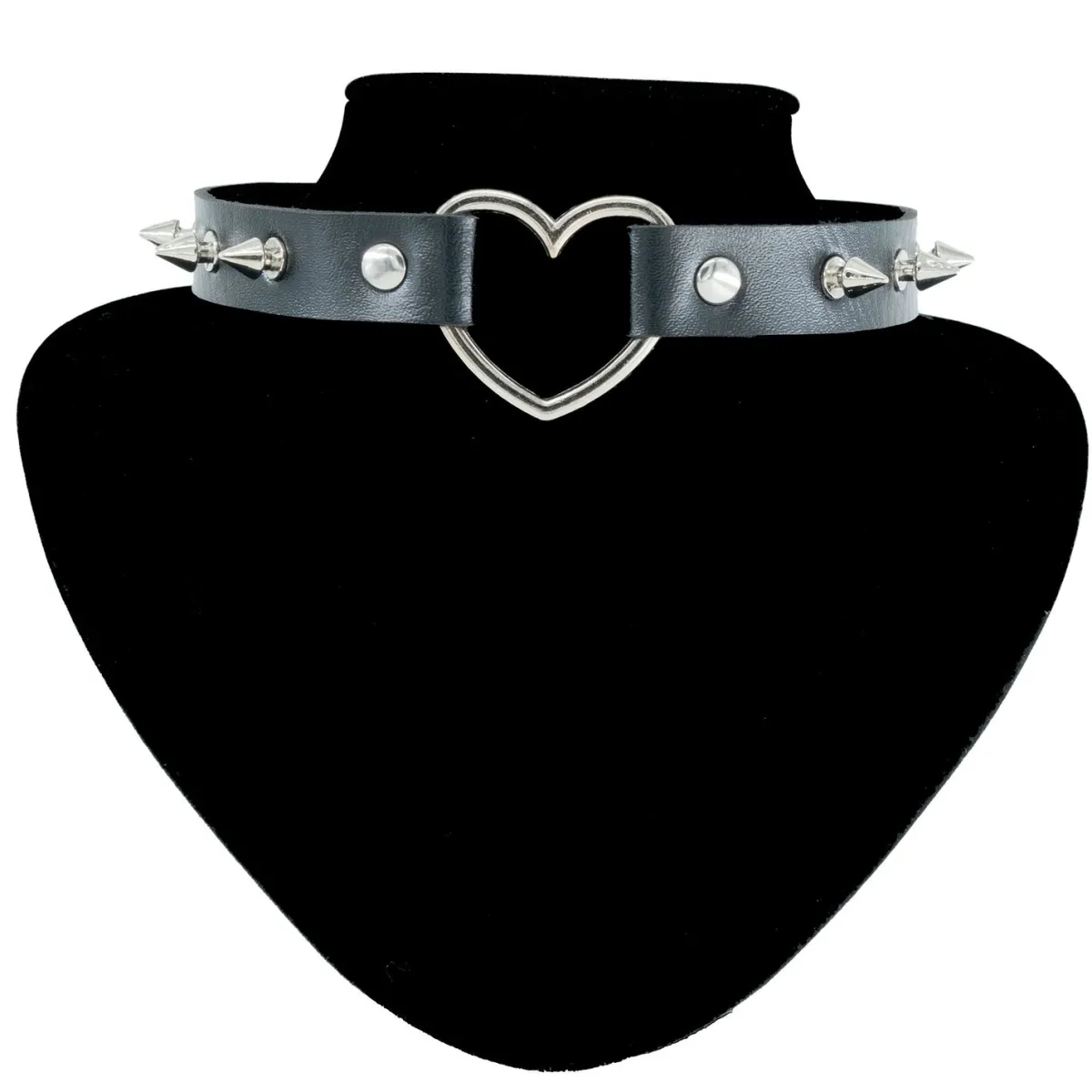 Sale Keinonahka choker - Heart and studs Goottikamaa|Punk!