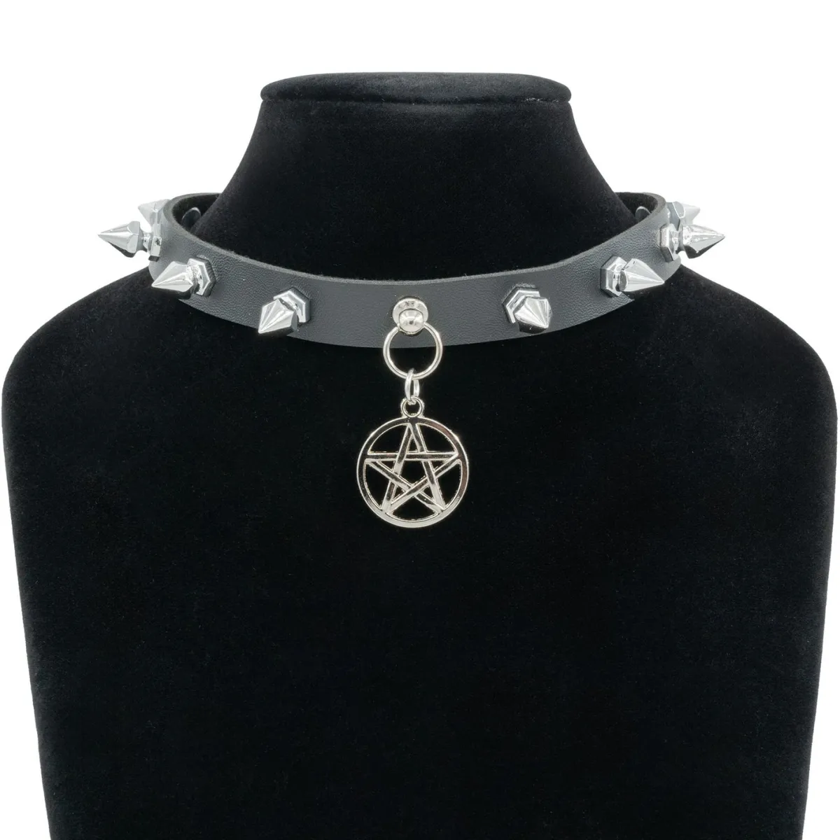 Outlet Keinonahka choker - Pentagram Goottikamaa|Punk!