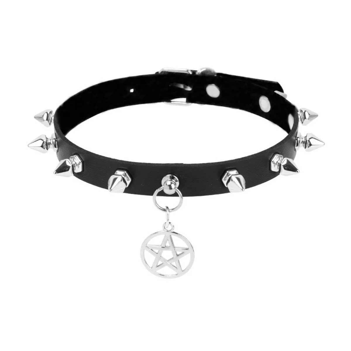 Outlet Keinonahka choker - Pentagram Goottikamaa|Punk!