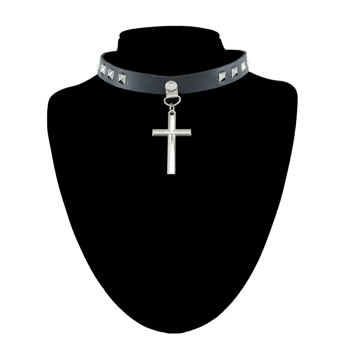 Sale Keinonahka choker - Pyramid and cross Goottikamaa|Punk!