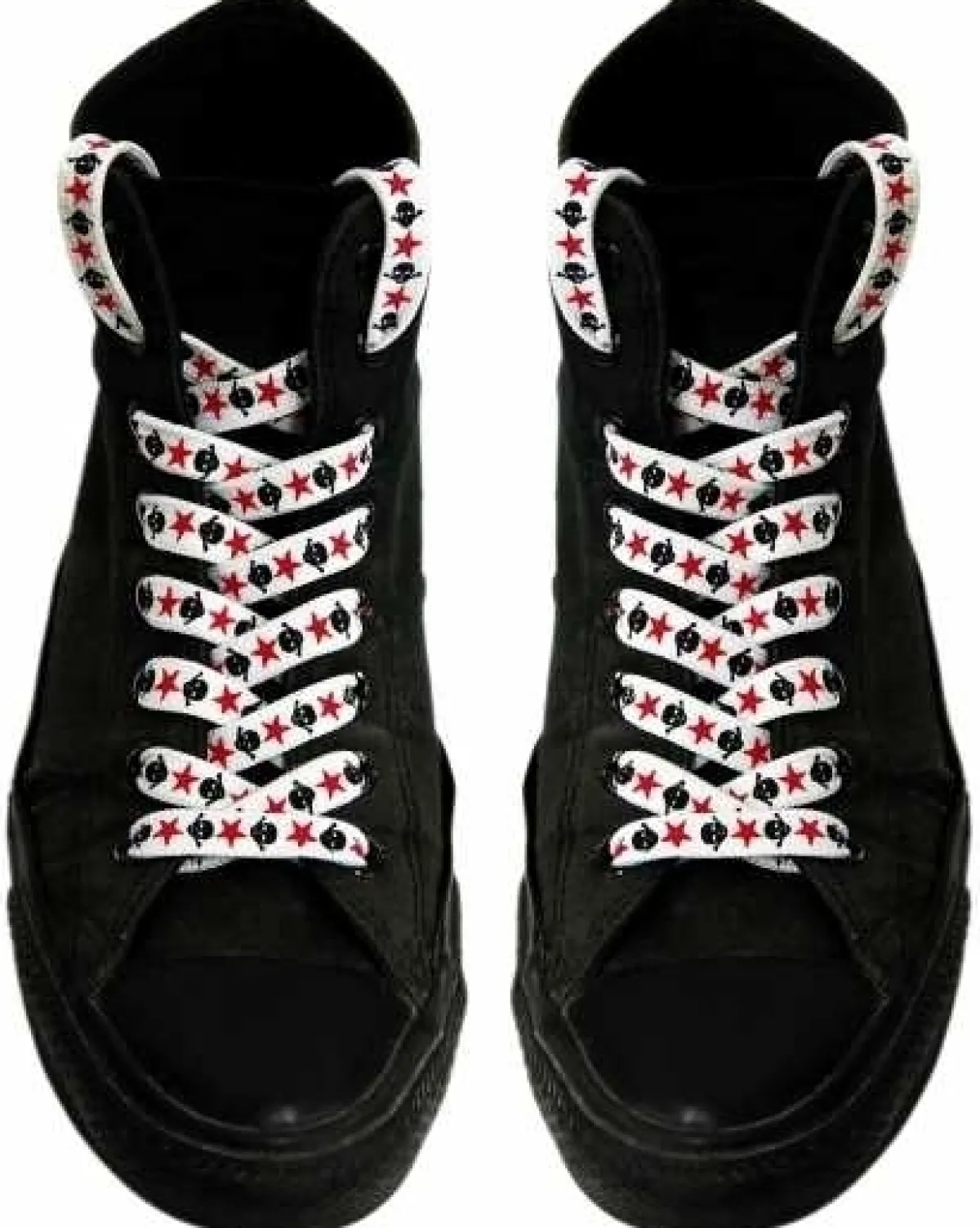 Hot Kengännauhat, Black Skulls Red Stars Jalkinevarusteet|Rockabilly