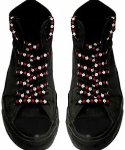 Online Kengännauhat, White Skulls Red Stars Jalkinevarusteet|Rockabilly