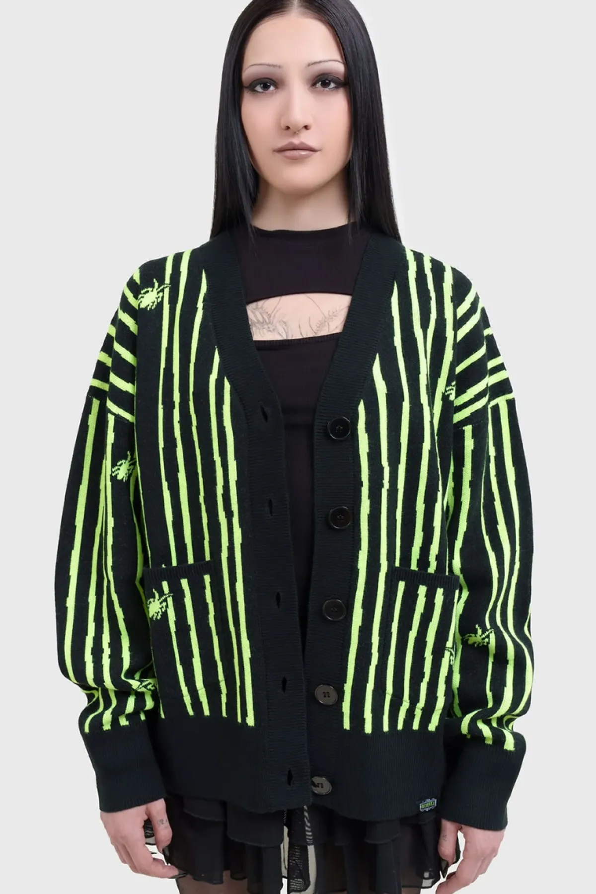 Outlet Beetlejuice, Beetlejuice, Beetlejuice Intarsia - Neuletakki Neuleet|Goottikamaa