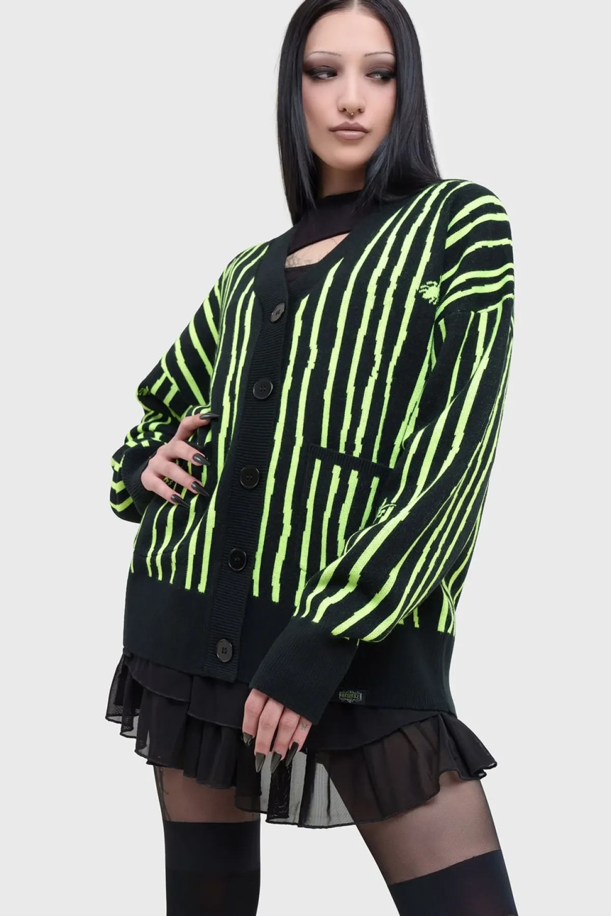 Outlet Beetlejuice, Beetlejuice, Beetlejuice Intarsia - Neuletakki Neuleet|Goottikamaa