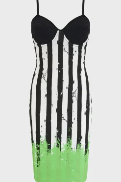 Discount Distressed Stripe Bodycon -Mekko Mekot|Beetlejuice