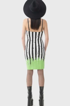 Discount Distressed Stripe Bodycon -Mekko Mekot|Beetlejuice