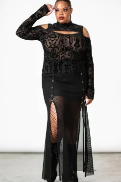 Best Tuned Out Mesh Cold Shoulder Pusero Pitkähihaiset