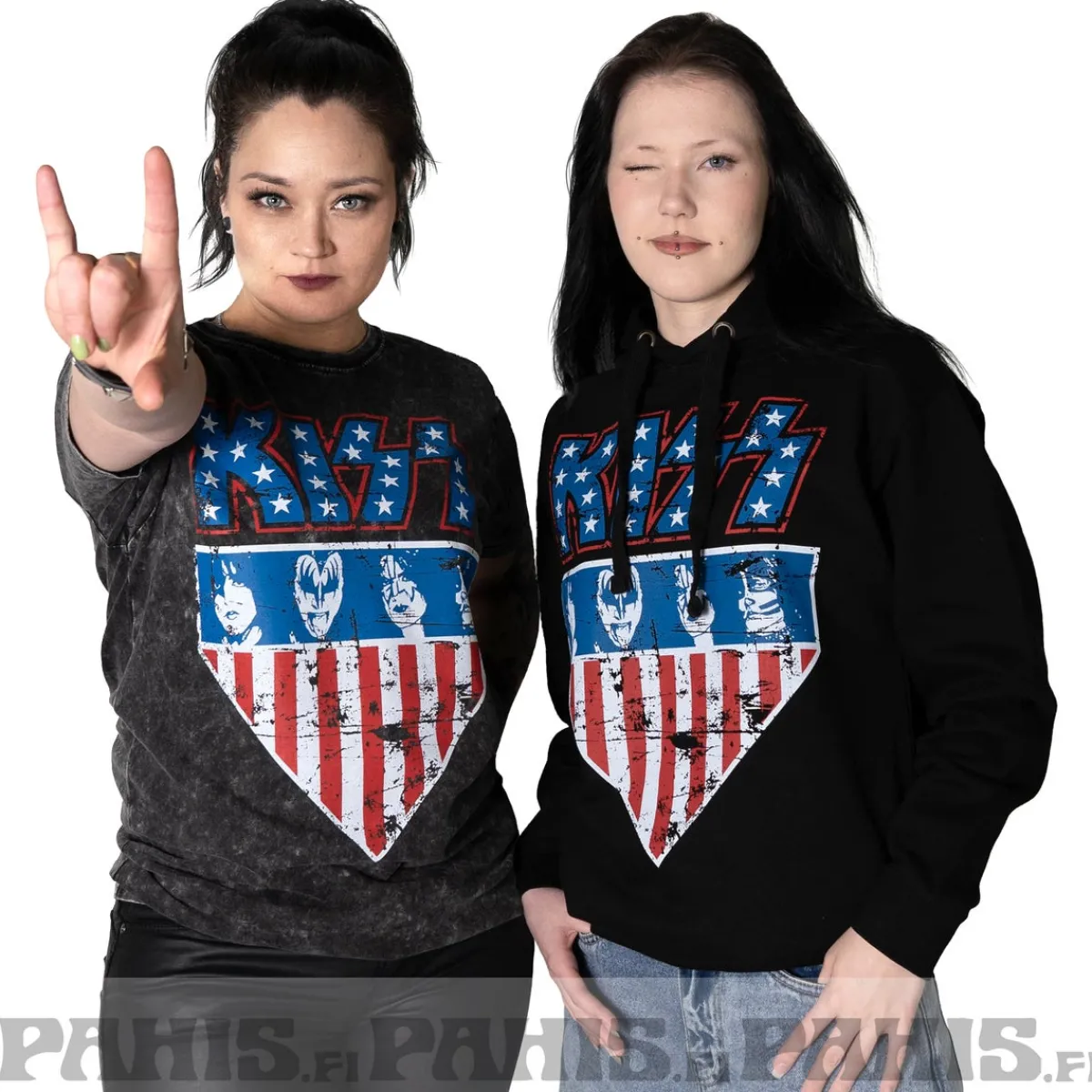 KISS: Stars & Stripes - Huppari, musta Hupparit|Bändipaidat