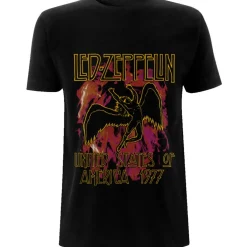 Sale Led Zeppelin Black Flames - T-paita Hippikamaa|Bändipaidat