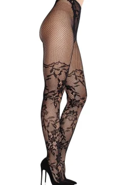 Dahlia Lace Tights with Net Thigh Detail - Sukkahousut Sukkahousut|Sukkahousut