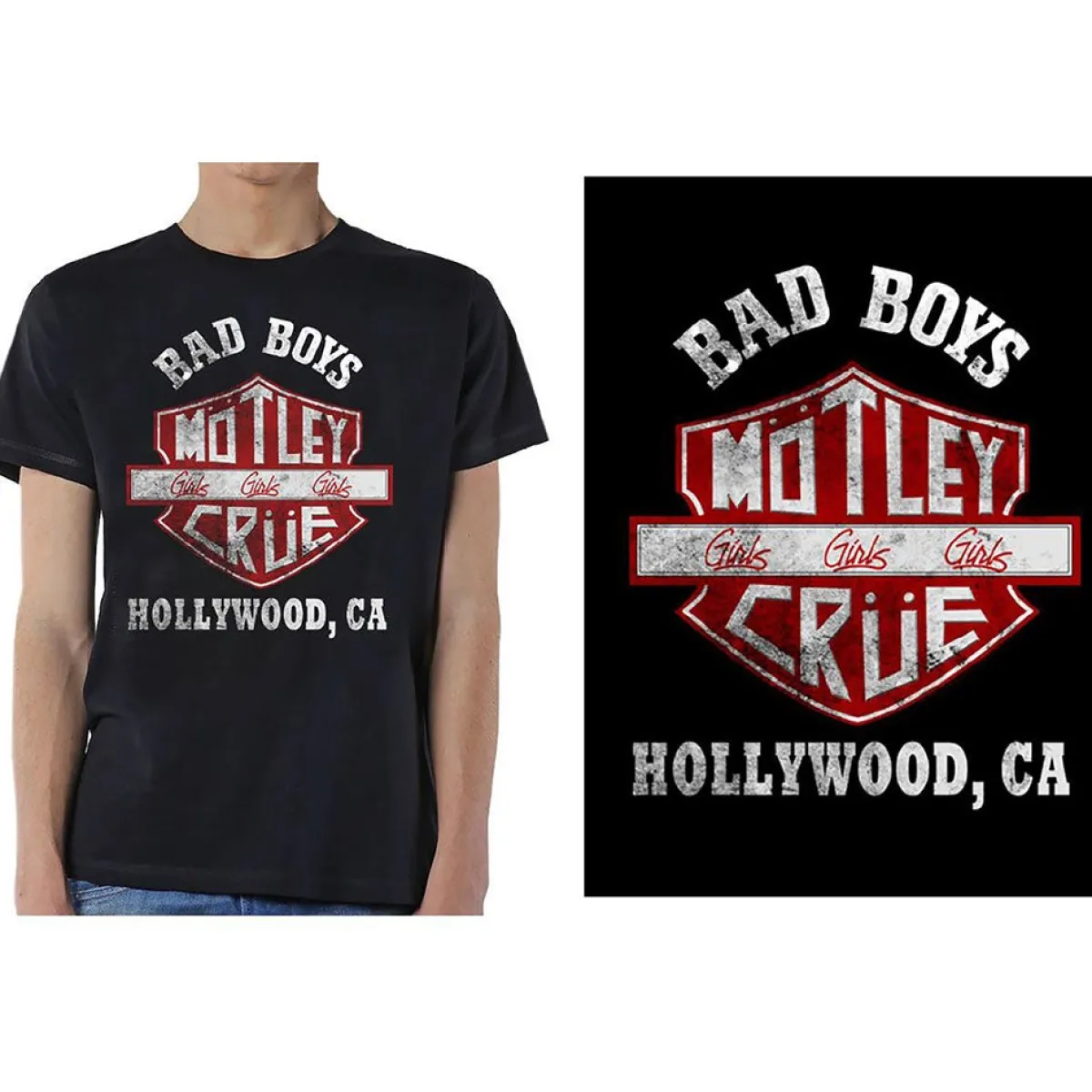 Outlet Mötley Crue Bad boys shield - T-paita T-Paidat|Bändipaidat