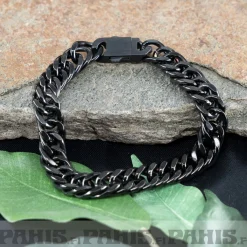 Discount Musta teräsranneketju 10 mm, 21 cm Goottikamaa|Rannekorut