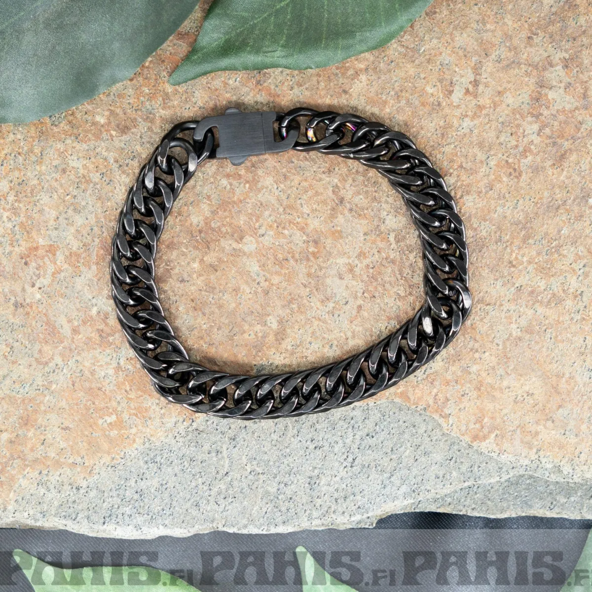 Discount Musta teräsranneketju 10 mm, 21 cm Goottikamaa|Rannekorut