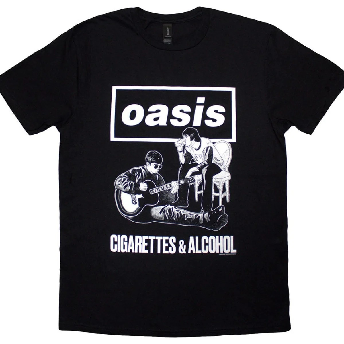 Best Oasis: Cigarettes & Alcohol Illustration Mono - T-paita T-Paidat|Bändipaidat