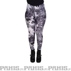 Hot Flower Skull - legginsit Leggingsit|Urban Wear Katukamaa