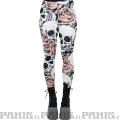 Outlet Skulls & Pink Roses - leggingsit Leggingsit|Goottikamaa