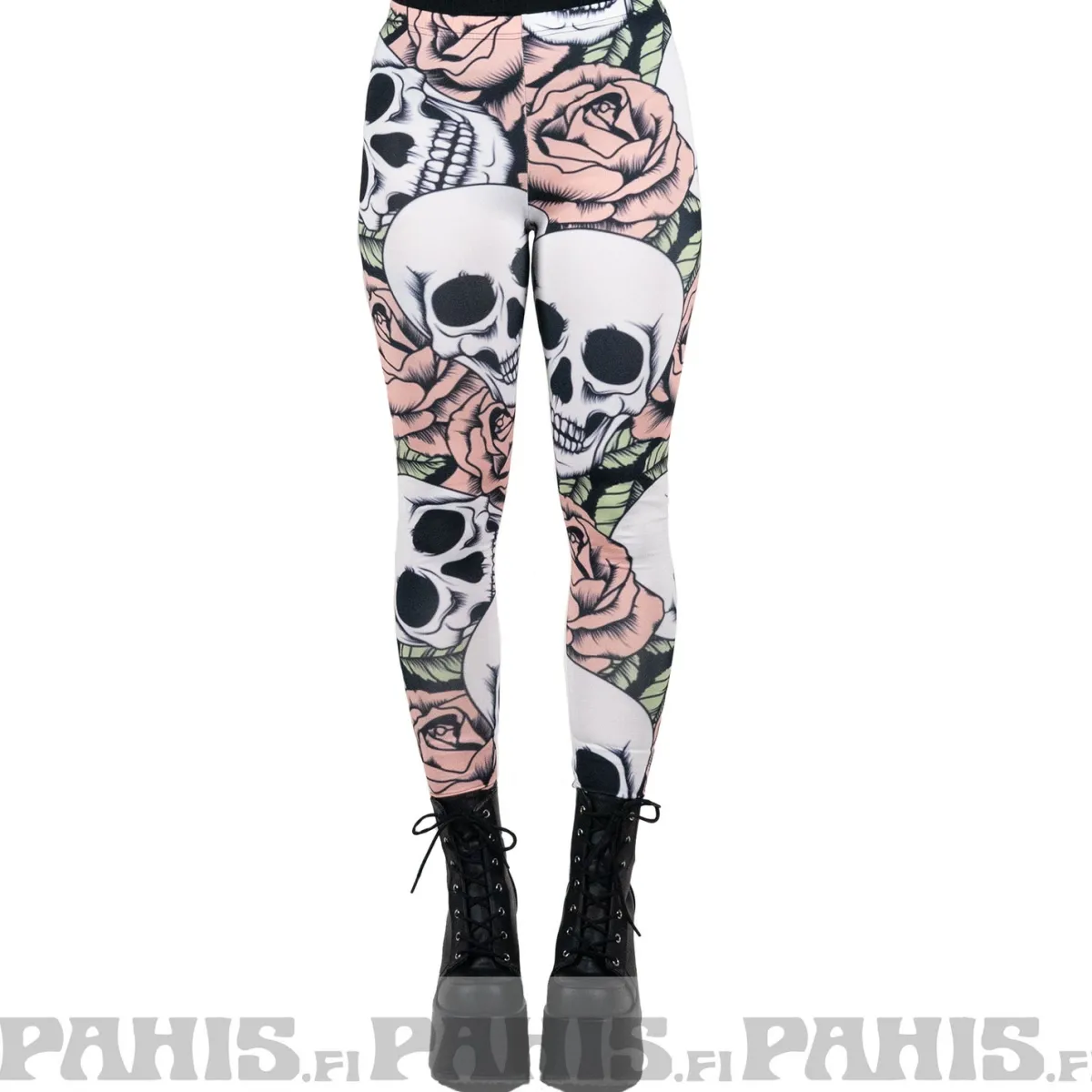 Outlet Skulls & Pink Roses - leggingsit Leggingsit|Goottikamaa