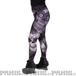 Online Sugar Skull - High waist leggingsit, harmaa Leggingsit|Urban Wear Katukamaa