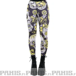 Sugar skull - high waist leggingsit, keltainen Leggingsit|Pääkallokamaa