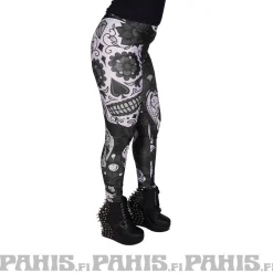 Clearance Sugar Skull - leggingsit, harmaa Leggingsit|Goottikamaa