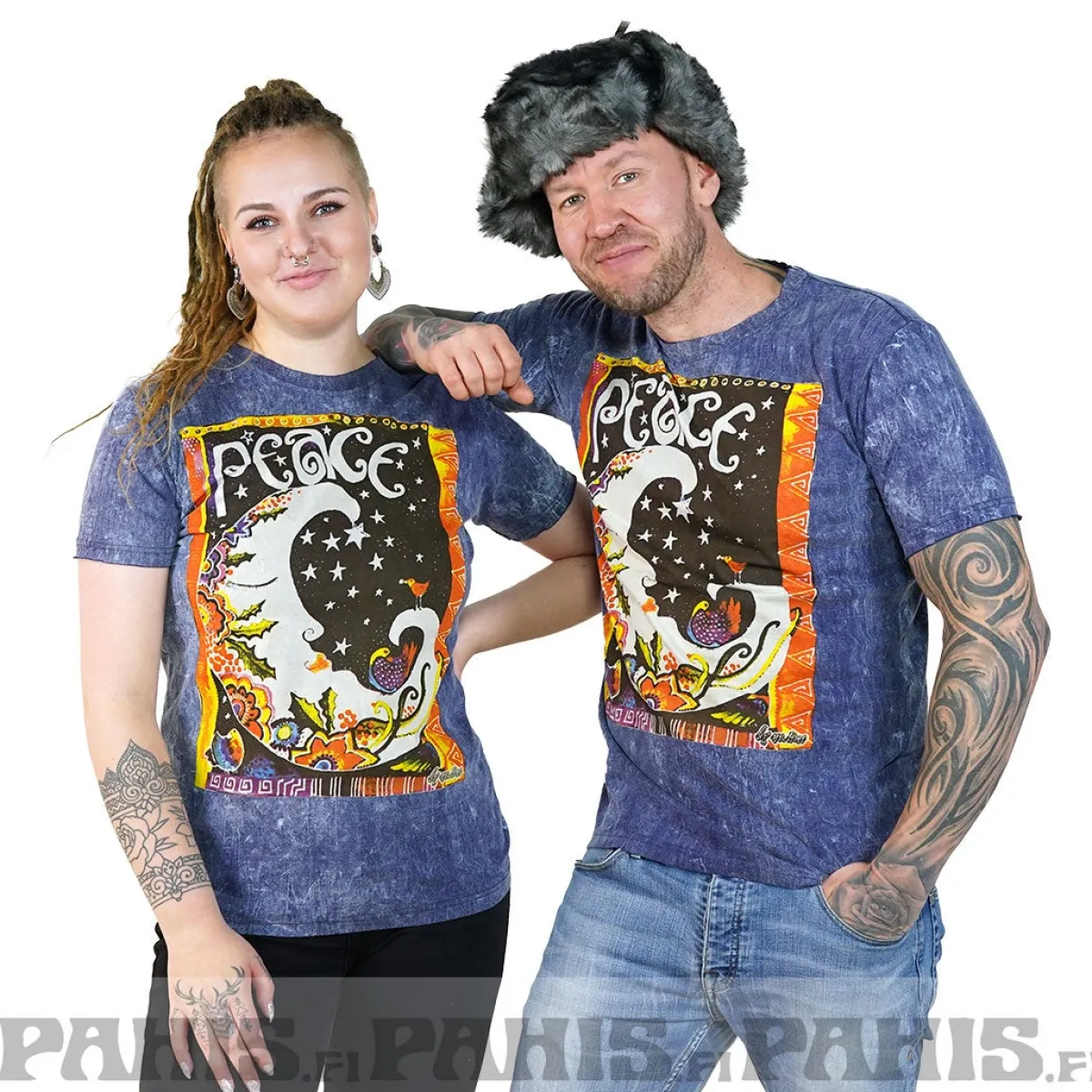 Discount Peaceful - T-paita, sininen Hippikamaa|T-Paidat