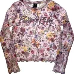 Hot Prince: Purple Rain Logo Floral- Verkkopaita T-Paidat|Bändipaidat